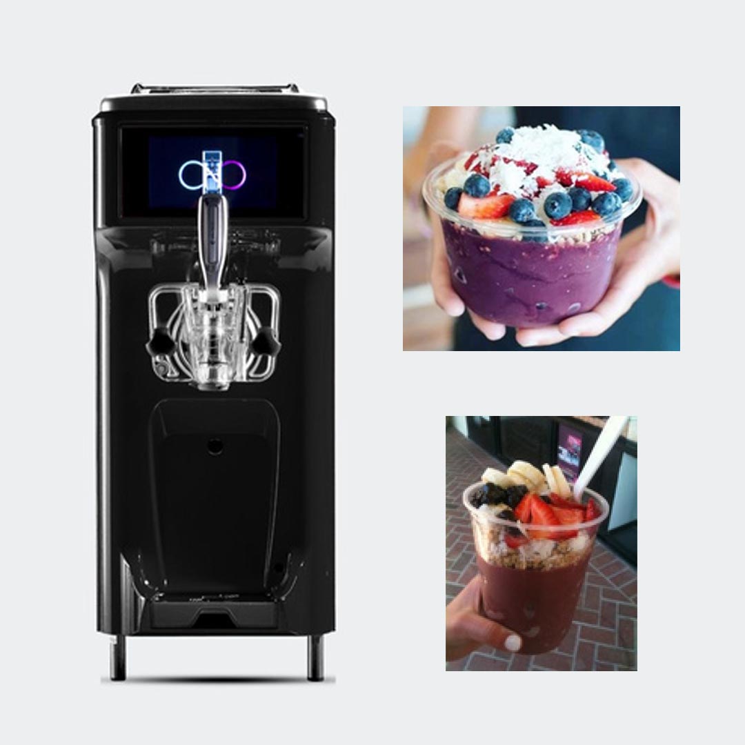 Açai Soft Serve Machine and bowls